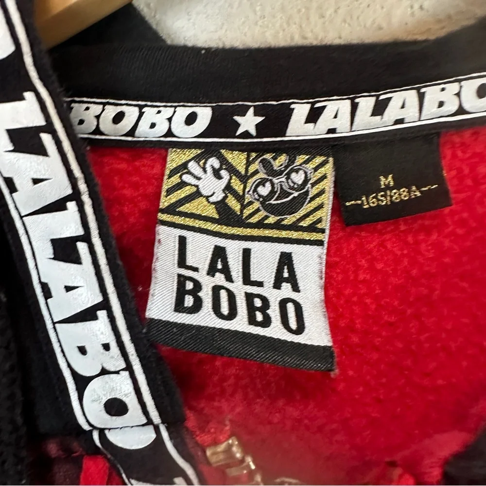 Lalabobo Hooded Sweatshirt Jacket Red‎ Black Stars Men’s Sz Medium